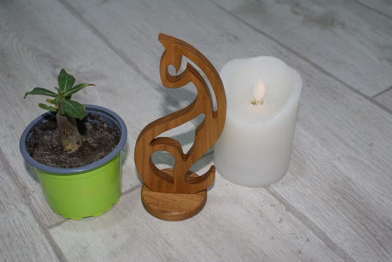 Wood cat Figurine Crafted Wood Home Decor.Valentine gift for women Wooden figure of a cat