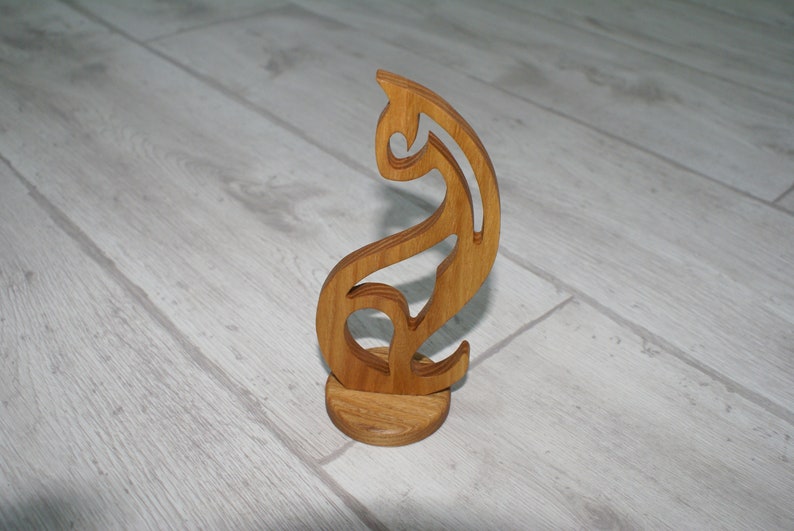 Wood cat Figurine Crafted Wood Home Decor.Valentine gift for women Wooden figure of a cat