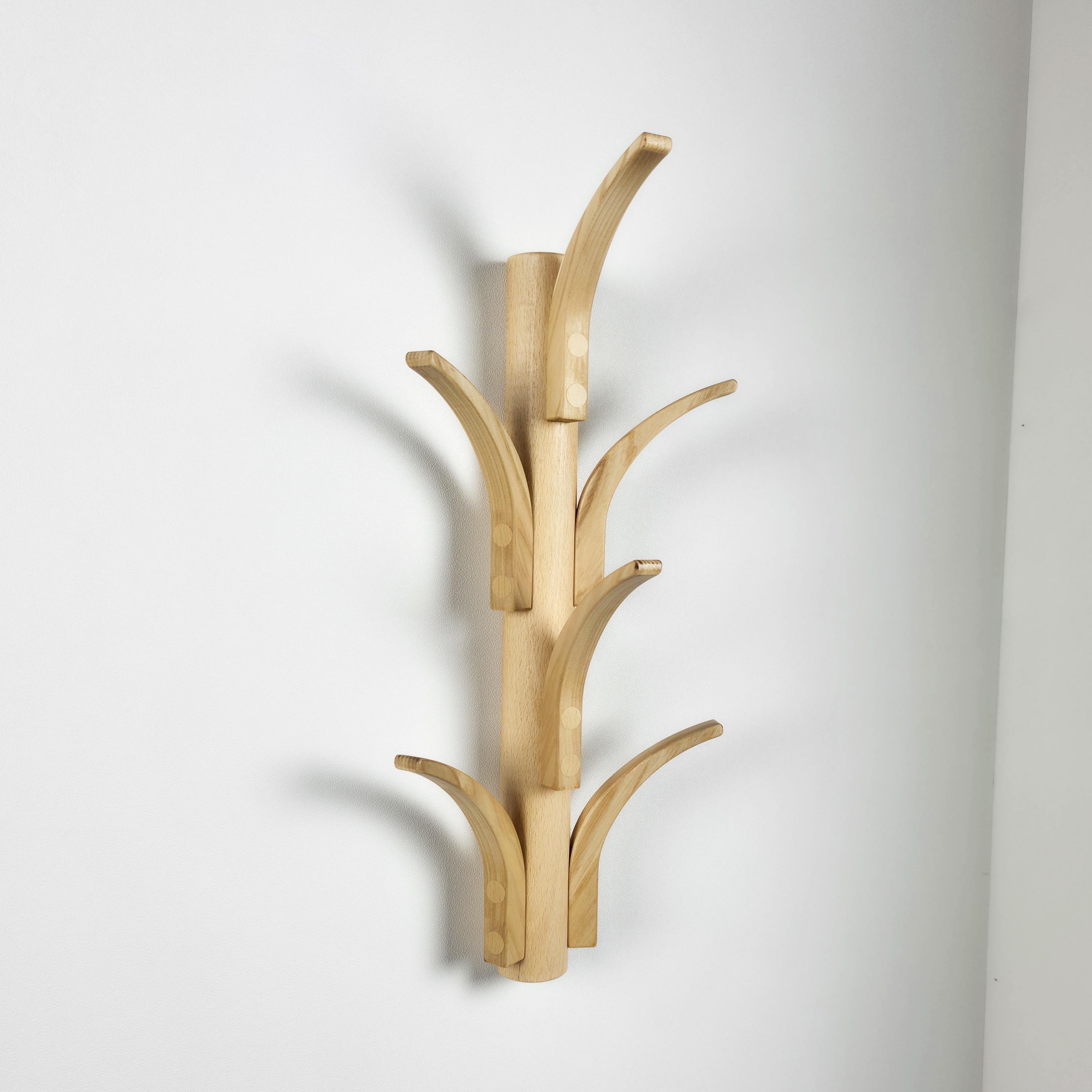 Wooden Wall Coat Rack: Vertical Coat Hooks for Robes and Shirts ...