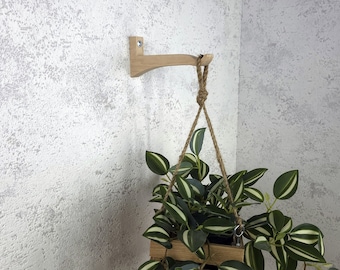 Indoor plant hanger. Wood wall hooks. Plant holder. Wood plant hanger. Indoor plant bracket. Hanging wood hook for plants. Wall plant hook.