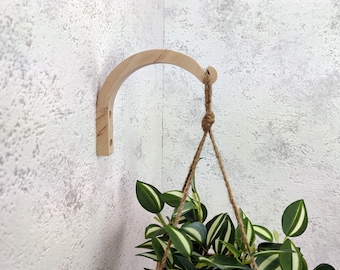 Hanging wooden plant hook, Plants wall hanger hook, Indoor plants bracket, Wooden hook for plants