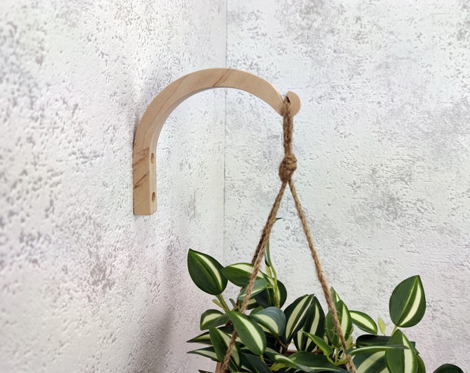 Indoor Hanging Plant Hook, Modern Plant Hanger, Wooden Wall Hook for