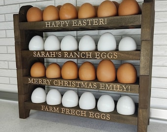 Rustic Egg Holder. Farmhouse  Wood Egg Holder. Personalized Egg Stand. Wooden Egg Holder. Easter Gift. Easter Egg Holder. Fresh Egg Holder