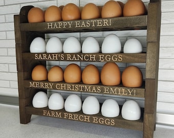 Rustic Wood Egg Holder: Personalized Farmhouse Decor