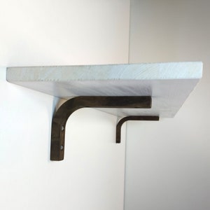 L-shaped shelf bracket in black. Wooden shelf bracket. Minimalistic brackets.