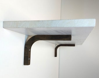 L-shaped shelf bracket in black. Wooden shelf bracket. Minimalistic brackets.