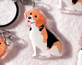 Beagle Keychain, Acrylic Keychain, Dog Keychain, Original Artwork Keychain