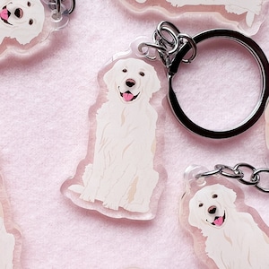 English Cream Golden Retriever Keychain, Golden Retriever Keychain, Acrylic Keychain, Dog Keychain, Original Artwork Keychain