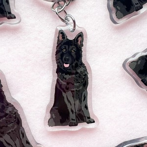 Black German Shepherd Keychain, Acrylic Keychain, Dog Keychain, Original Artwork Keychain
