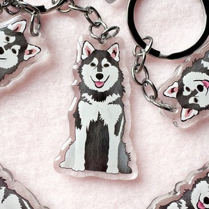Pomsky Keychain, Acrylic Keychain, Dog Keychain, Original Artwork Keychain