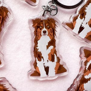 Red Tri Australian Shepherd Keychain, Acrylic Aussie Keychain, Dog Keychain, Original Artwork Keychain