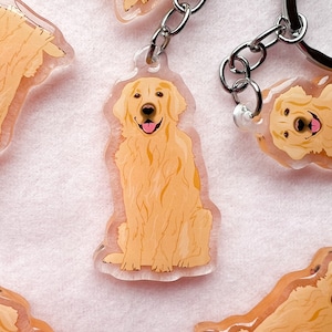 Golden Retriever Keychain, Acrylic Keychain, Dog Keychain, Original Artwork Keychain