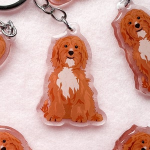 Cavapoo Keychain, Acrylic Keychain, Dog Keychain, Original Artwork Keychain