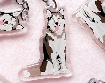Siberian Husky/Malamute Keychain, Acrylic Keychain, Siberian Husky Keychain, Dog Keychain, Original Artwork Keychain