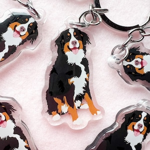 Bernese Mountain Dog Keychain, Acrylic Keychain, Dog Keychain, Original Artwork Keychain