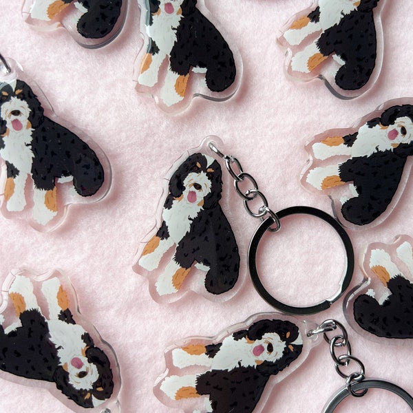 Bernedoodle Keychain Etsy