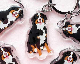 Bernese Mountain Dog Keychain, Acrylic Keychain, Dog Keychain, Original Artwork Keychain