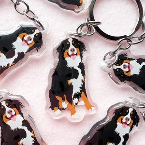 Bernese Mountain Dog Keychain, Acrylic Keychain, Dog Keychain, Original Artwork Keychain