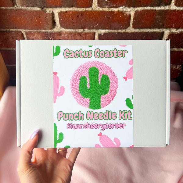 Cactus Coaster Beginner Punch Needle Kit, Coaster Punch Needle Kit, DIY Punch Needle