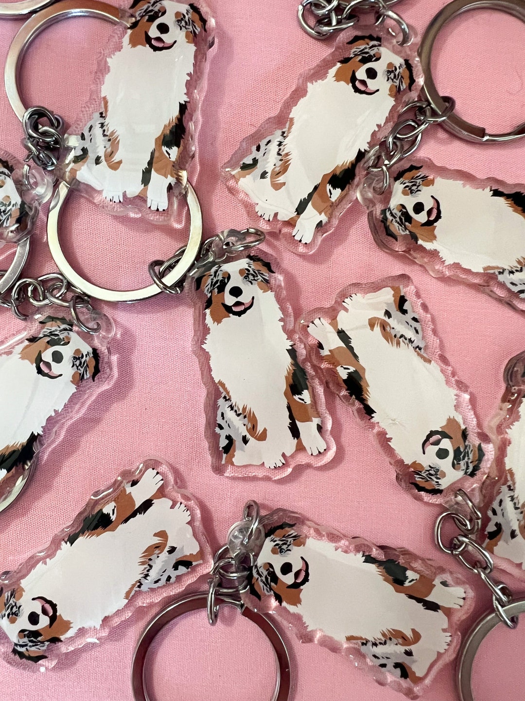 Australian Shepherd Keychain Acrylic Aussie Keychain Dog Etsy