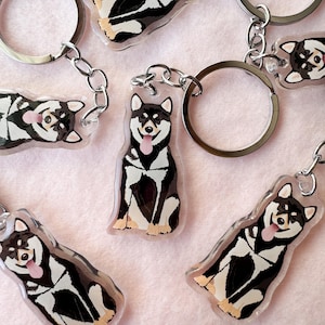 Black and Tan Shiba Inu Keychain, Akita Keychain, Acrylic Keychain, Dog Keychain, Original Artwork Keychain