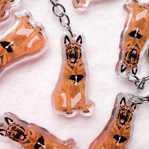 Belgian Malinois Keychain, Belgian Shepherd Keychain, Acrylic Keychain, Dog Keychain, Original Artwork Keychain