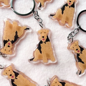 Airedale Terrier  Keychain, Jack Russell Keychain, Acrylic Keychain, Dog Keychain, Original Artwork Keychain