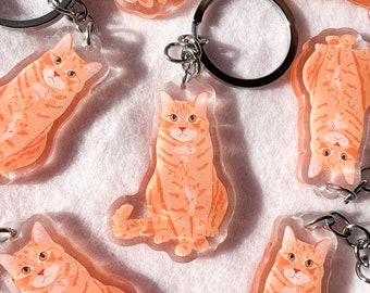 Orange Tabby Cat Keychain, Acrylic Keychain, Cat Keychain, Original Artwork Keychain