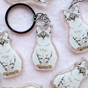 Lynx Point Siamese Keychain, Acrylic Keychain, Cat Keychain, Original Artwork Keychain