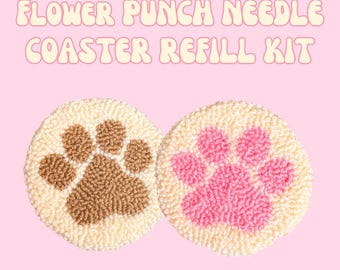 Paw Coaster Punch Needle Refill Kit, DIY punch needle coaster