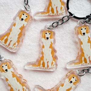 Borzoi Keychain, Silken Windhound Keychain, Acrylic Keychain, Dog Keychain, Original Artwork Keychain