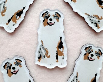 Blue Merle Australian Shepherd Magnet, Acrylic Magnet, Dog Magnet, Original Artwork Magnet