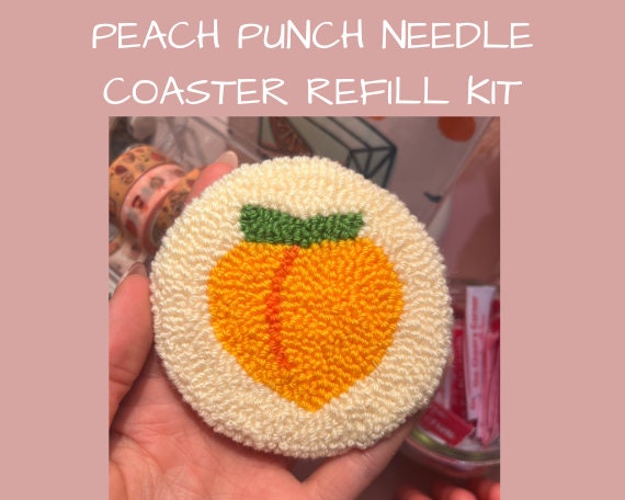 Peach Coaster Punch Needle Refill Kit, DIY Punch Needle Coaster 