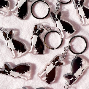 Boston Terrier Keychain, Acrylic Keychain, Dog Keychain, Original Artwork Keychain