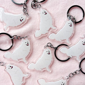 Samoyed Keychain, Acrylic Keychain, Dog Keychain, Original Artwork Keychain