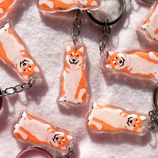 Shiba Inu Keychain, Acrylic Keychain, Dog Keychain, Original Artwork Keychain