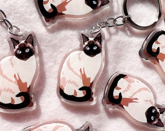 Siamese Cat Keychain, Acrylic Keychain, Cat Keychain, Original Artwork Keychain