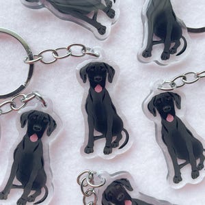 Black Great Dane Keychain, Great Dane Keychain, Acrylic Keychain, Dog Keychain, Original Artwork Keychain