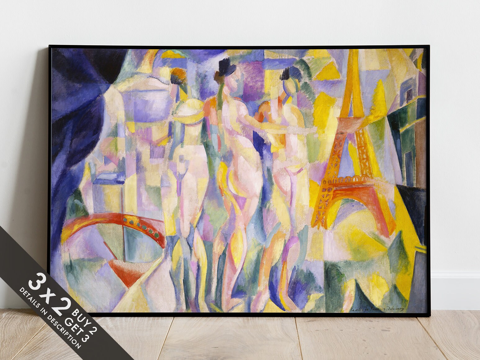 Tableau Mural Robert Delaunay - 'La Ville De Paris', Style Abstrait/Cubiste - Neuf Prêt à Accrocher