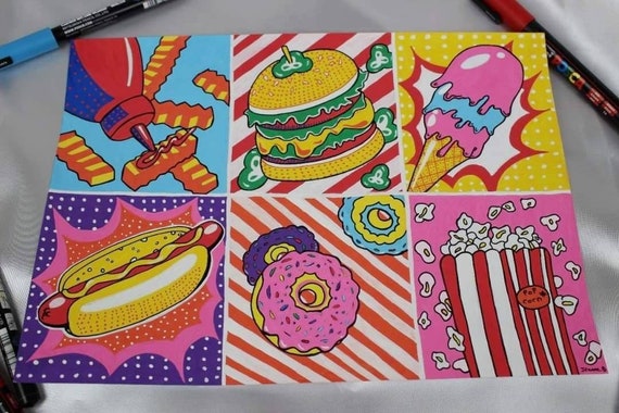 Transcend fængelsflugt Tectonic Pop Art Fast Food / Fast Food Pop Art Painting - Etsy