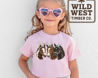 Easter Western Horses Bunny Ears Shirt Youth