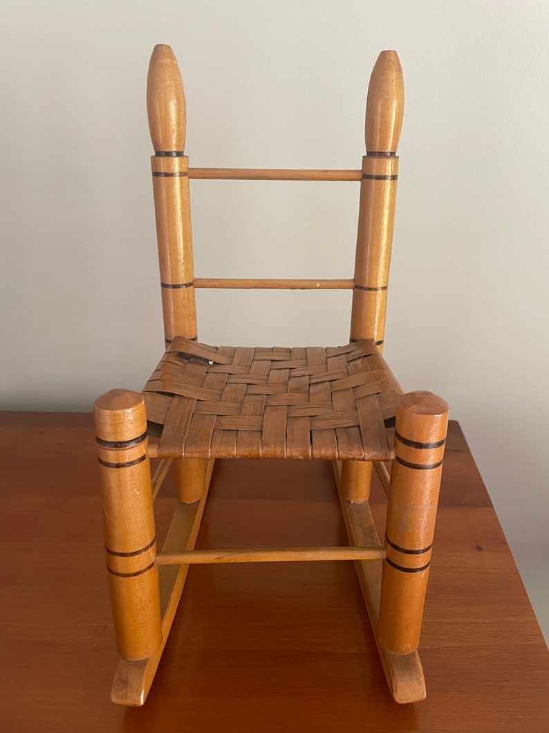 Vintage Doll/teddy Bear Rocking Chair, Woven Caned Seat, Doll/teddy ...