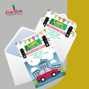 Invitación de cumpleaños de coche rojo, invitación de cumpleaños de niño, invitación de cumpleaños de tema de coche, invitación de fiesta de cumpleaños, invitación digital, invitación de niños