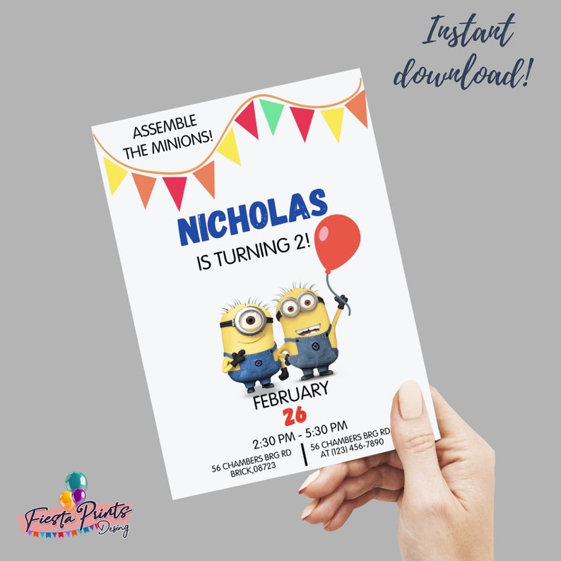 Editable Assemble the Minions Birthday Party Invitation,minion Birthday ...