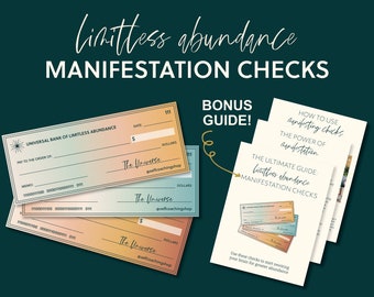 Manifestation Checks Manifesting Guide Abundance Checks Printable Vision Board Checks Manifest Money Law of Attraction Digital Printables