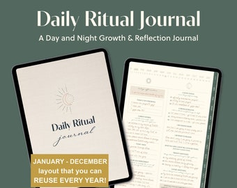 Daily Digital Journal Miracle Morning and Evening Journal Day & Night Journaling Yearly Planner Evening Gratitude Ipad Journal Goodnotes