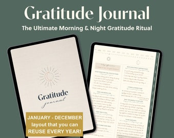 Digitaal dankbaarheidsdagboek | Dagelijkse dankbaarheidsplanner | GoodNotes-dagboek | Afdrukbaar dankbaarheidsdagboek | Ipad-dagboek | Mindfulness-dagboek