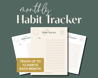 Monthly Habit Tracker Printable Habit Tracking Journal Pages Downloadable Digital Habit Tracker Create New Habits Change Bad Habits