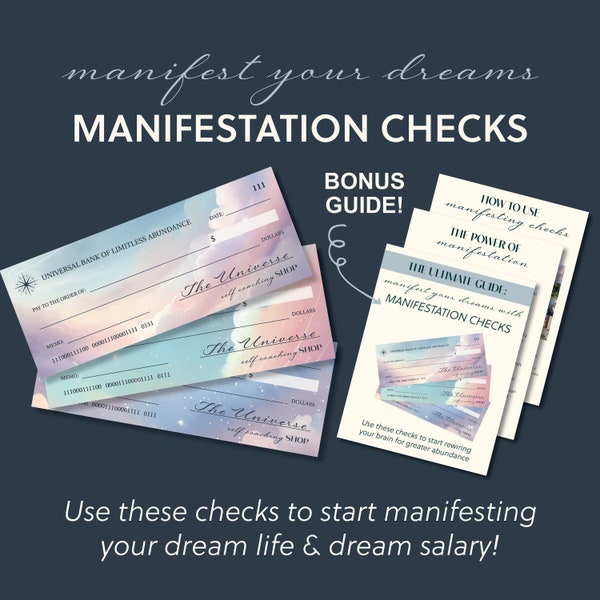 Manifestation Checks Manifesting Guide Abundance Checks Printable Celestial Digital Vision Board Printables Manifest Money Law of Attraction