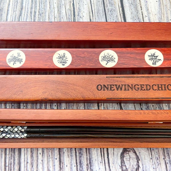 Personalized Engraved Name Rosewood Box for 1 Pair Chopsticks - Custom Engraved Wood Wedding Favors, Anniversary, Bride Groom (NO CHOPSTICK)